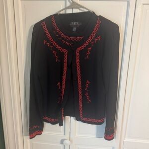 Vintage Giti Black Cardigan & Tank Top with Red Embroidery